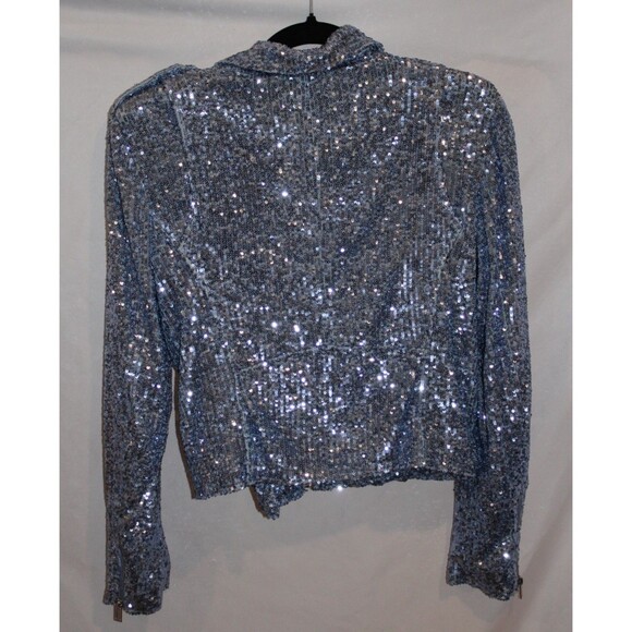 Generation Love Robin Sequined Moto Jacket Zip Up‎ Long Sleeve Chambray XS $395 - Picture 7 of 7